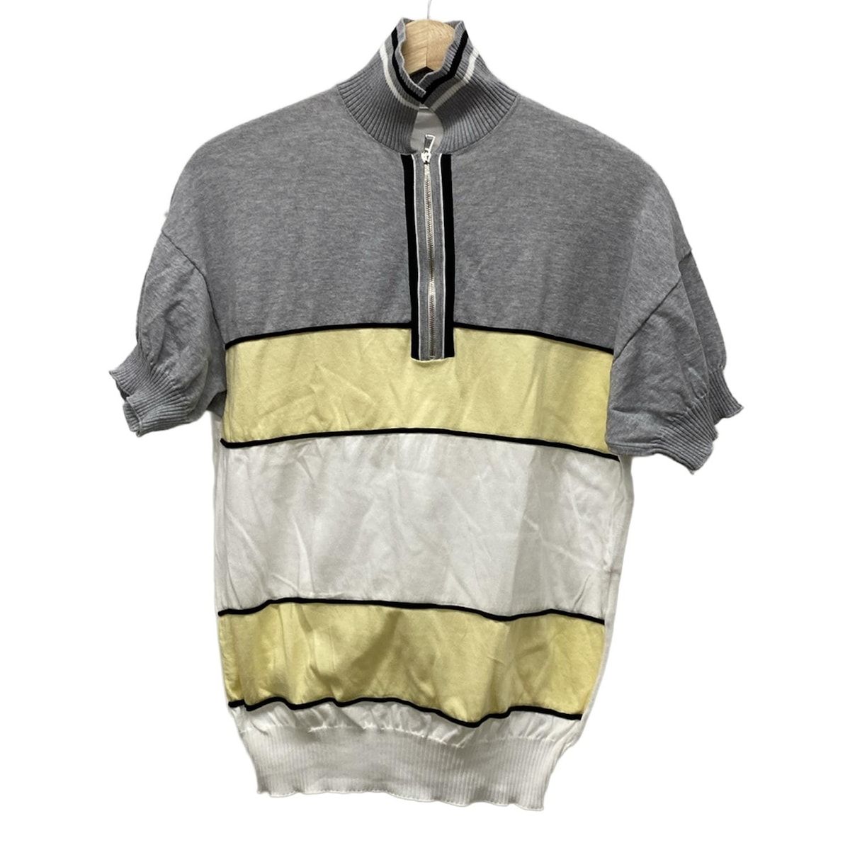 PLAN C プランシー 半袖カットソー サイズ38 M レディース - 白×グレー×マルチ