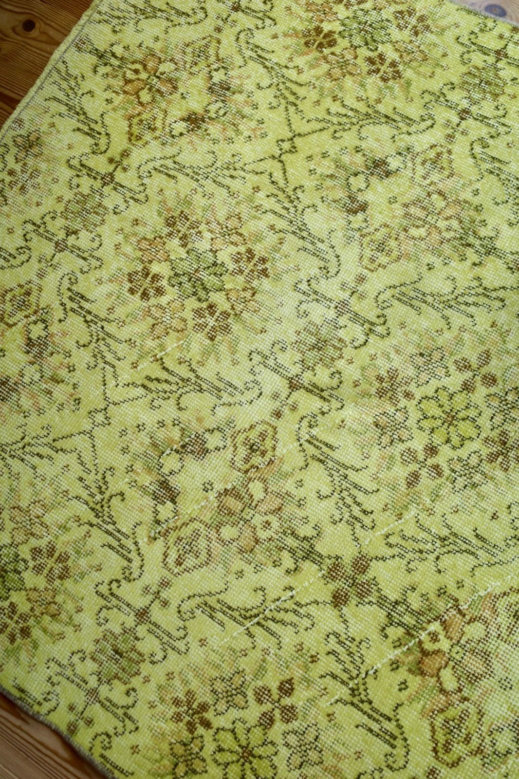 大判 トルコ ヴィンテージラグ レモンイエロー オーバーダイ イエロー