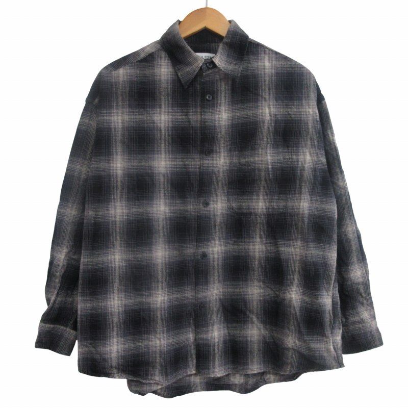 フリークスストア FREAKS STORE 近年モデル オンブレチェックシャツ グレー 長袖 M