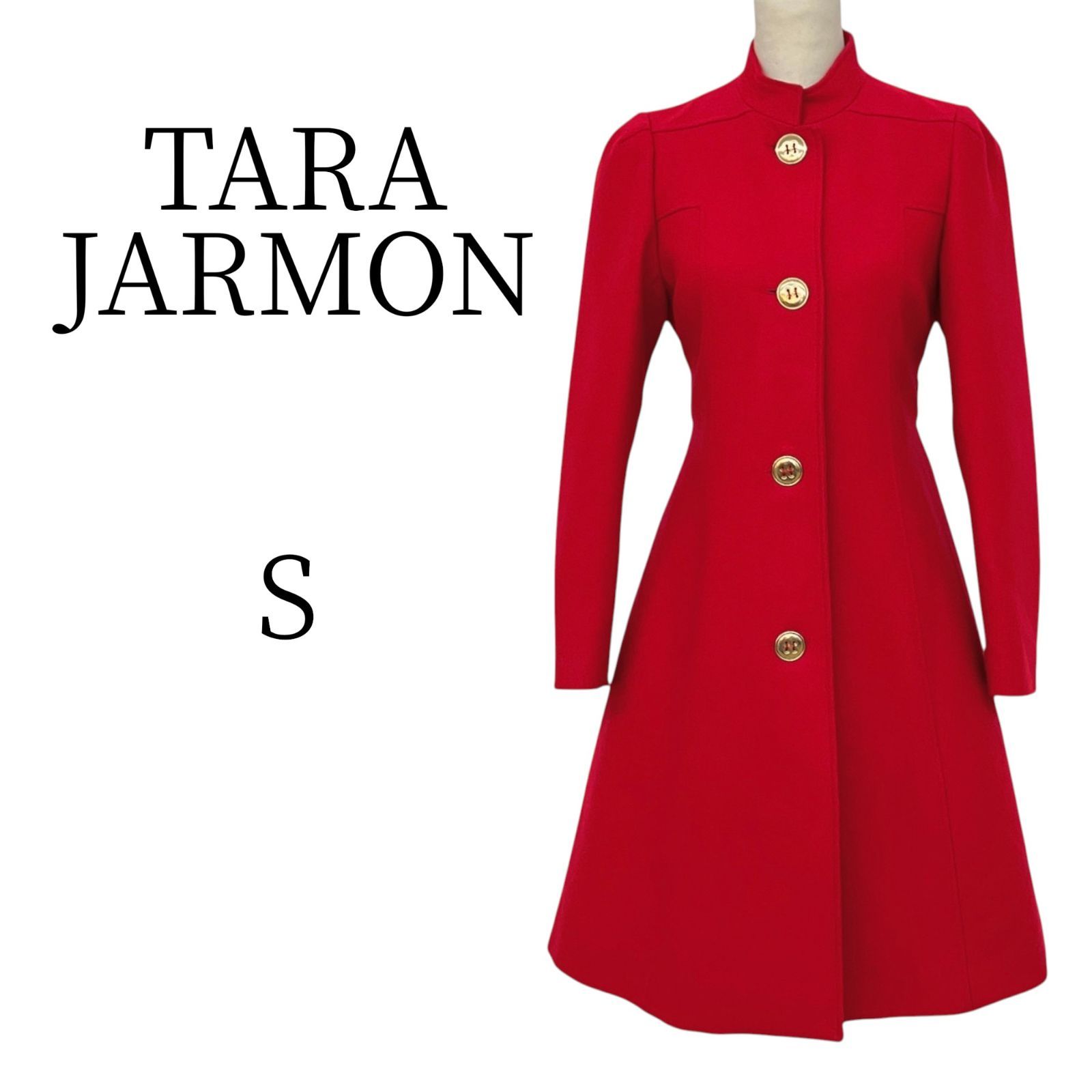 ☆TARA JARMON☆タラジャーモン ウールロングコート レッド 