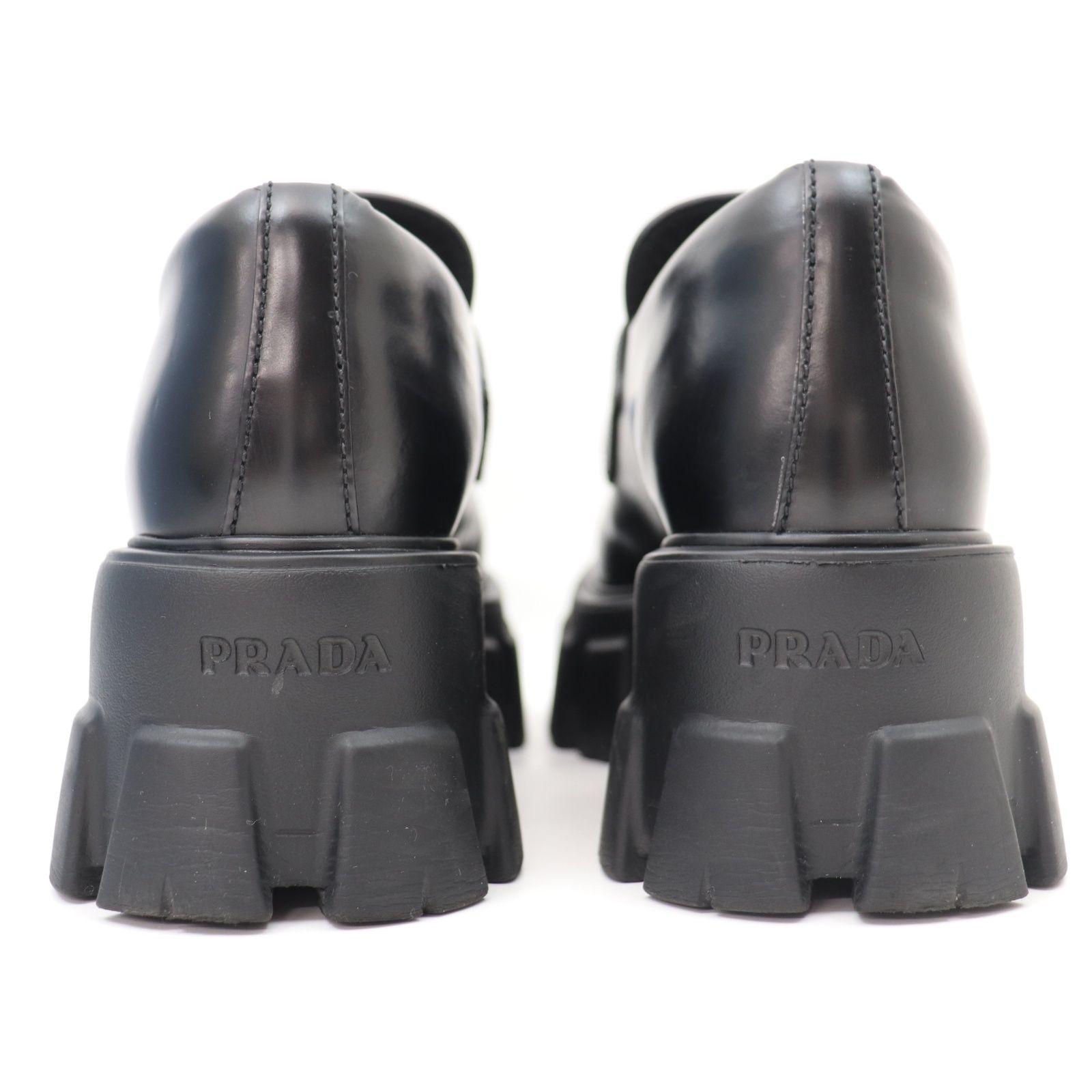 ITPGSSEFRRSW PRADA プラダ モノリス レザー 厚底 ローファー 黒 