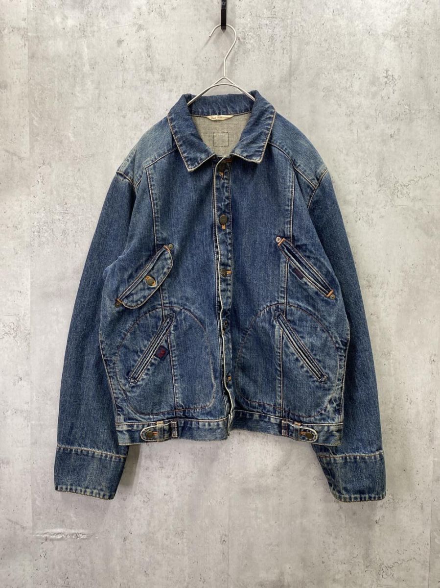 昔のPAPASは良かった！このG￼ジャン荒牧太郎さんそのもの！これぞPAPAS！ Papas パパス Gジャン 荒牧太郎 デニム ジャケット sizeM/濃紺