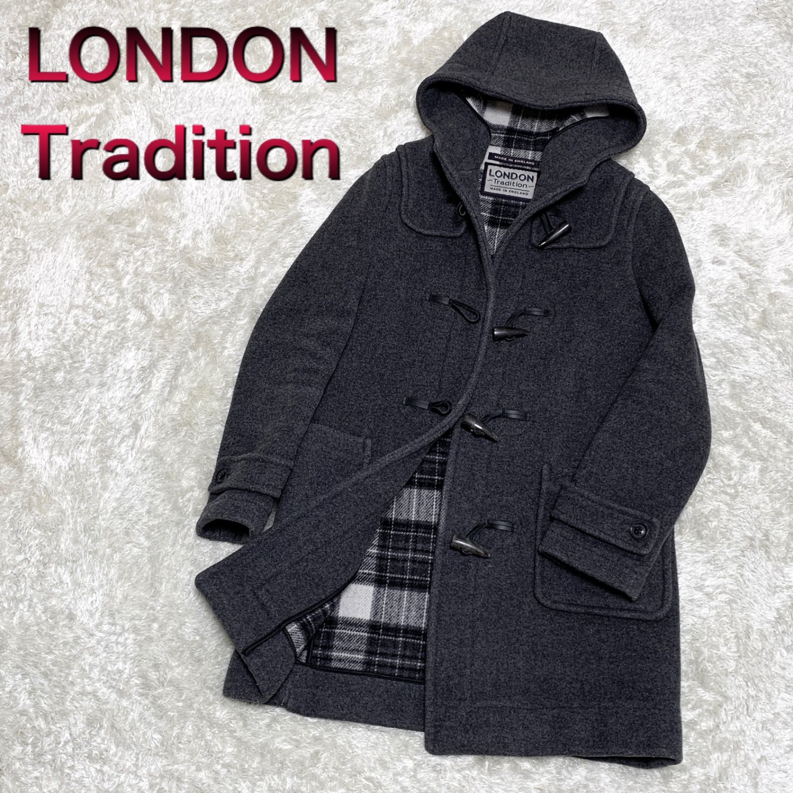 LONDON TRADITION ダッフルコート ネイビー チェック 34 - 通販