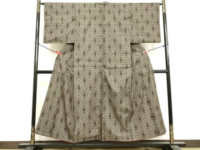 平和屋着物●上質な紬　花唐草文　正絹　逸品　未使用　DAAV1506tw 平和屋着物○上質な紬 花唐草文 背抜き仕立て 正絹 逸品 DAAV1507tw