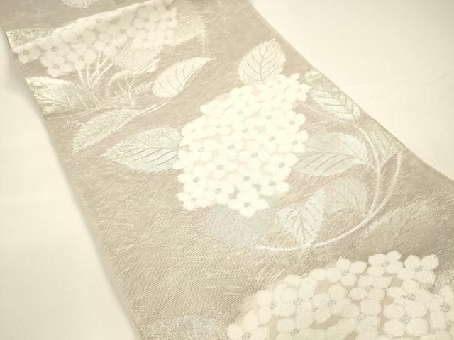 平和屋着物*夏物 六通柄袋帯 紫陽花 銀糸 正絹 DAAY8184cm