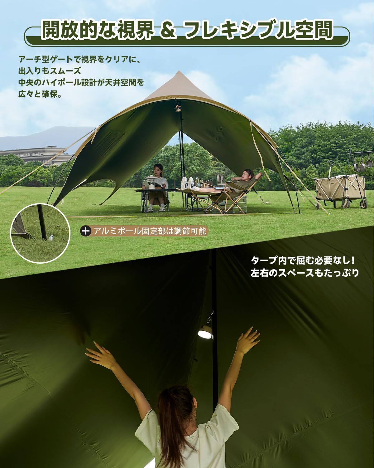 ポールと収納袋付き