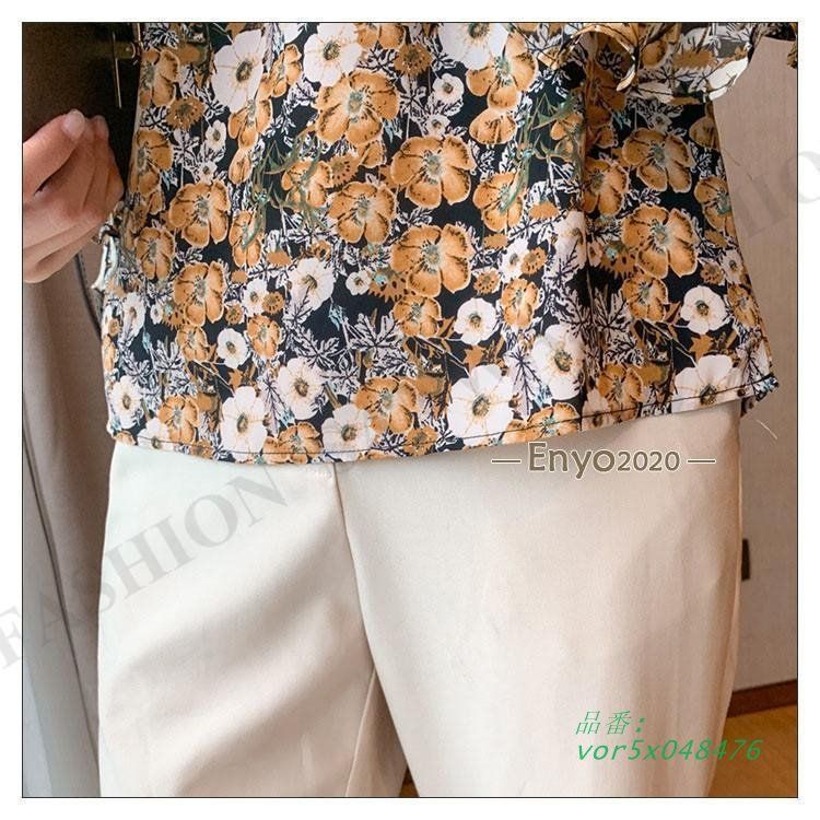 ブラウス レディース ボウタイブラウス シフォンシャツ シャツ 女性 花柄 ボウタイ プルオーバー トップス 長袖 リボン ボリューム袖 シフォン 大きいサイズ 赤字覚悟!ボウタイ花柄ブラウス きれいめ レディース春夏シャツ