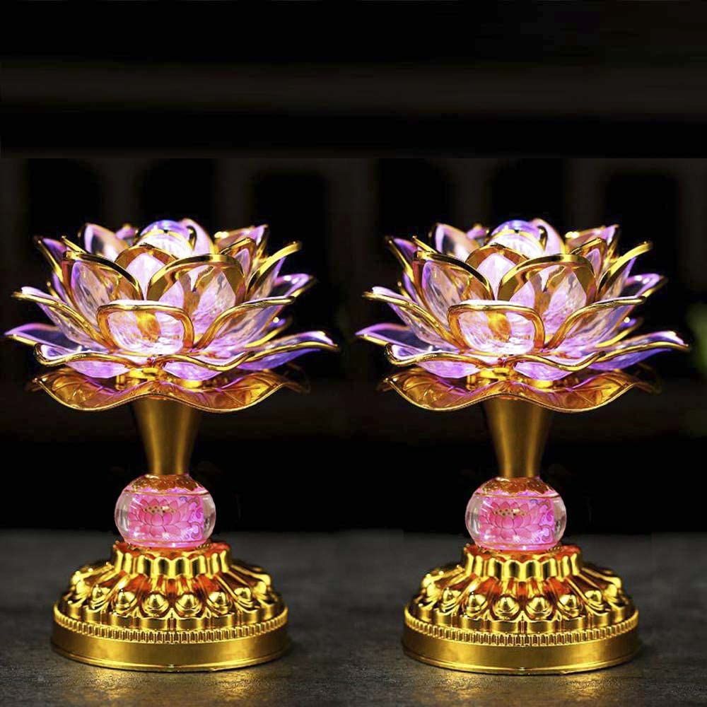 【色: 矮】LIN-WELL 蓮華灯 蓮花 蓮の花 造花 光る蓮の花 仏花 ロー