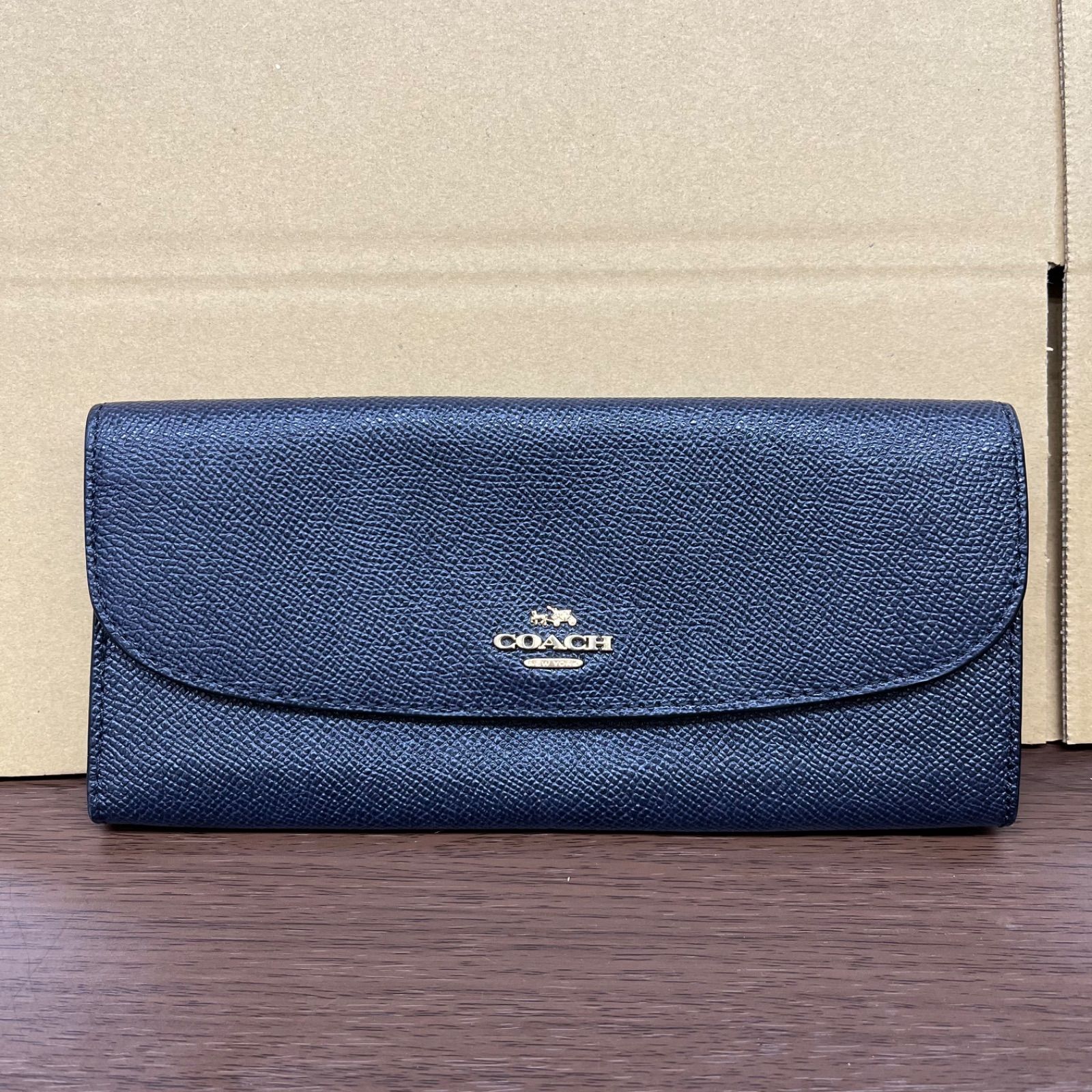 COACH コーチ 長財布 ネイビー レザー sariater-hotel.com