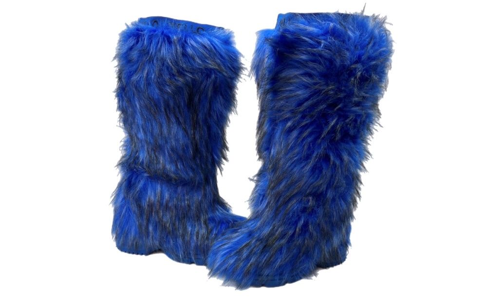 イエロー YELLO BEAR HUG LONG BOOTS ファー ロングブーツ 厚底 ロゴ プリント 平成 Y2K BLUE レディース靴 ブーツ その他 ブルー XL 104S-1013