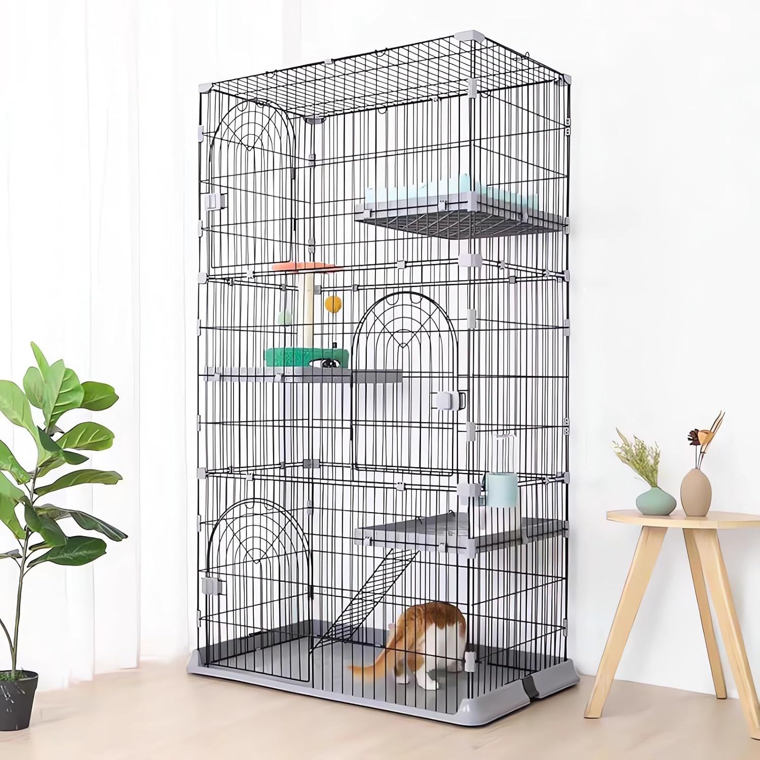 Amazon.co.jp: JPJieAnXin 猫ケージ キャットケージ 2段 スリム 大型猫