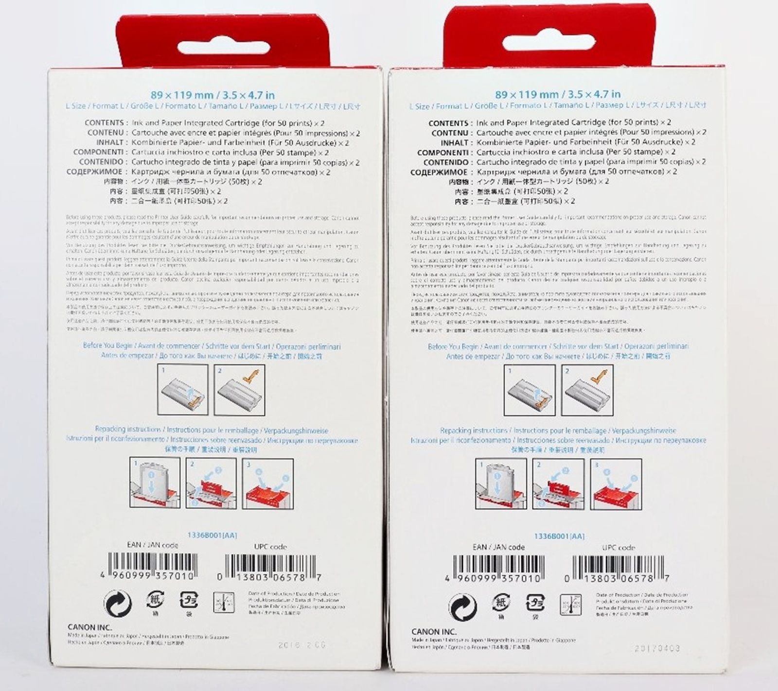 未開封 Canon Easy Photo Pack E-L100 2個セット Lサイズ 合計200枚 SELPHY ES 純正品 印刷 用紙 インク セルフィー キヤノン R2510-196