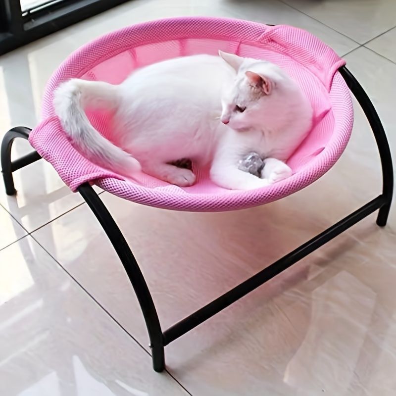 1ps 屋内猫用キャットハンモックベッド 取り外し で洗える高架式キャットベッド 快適で通気性の良い上昇式キティペットハンモックコット キャットベッドペットハンモックベッド