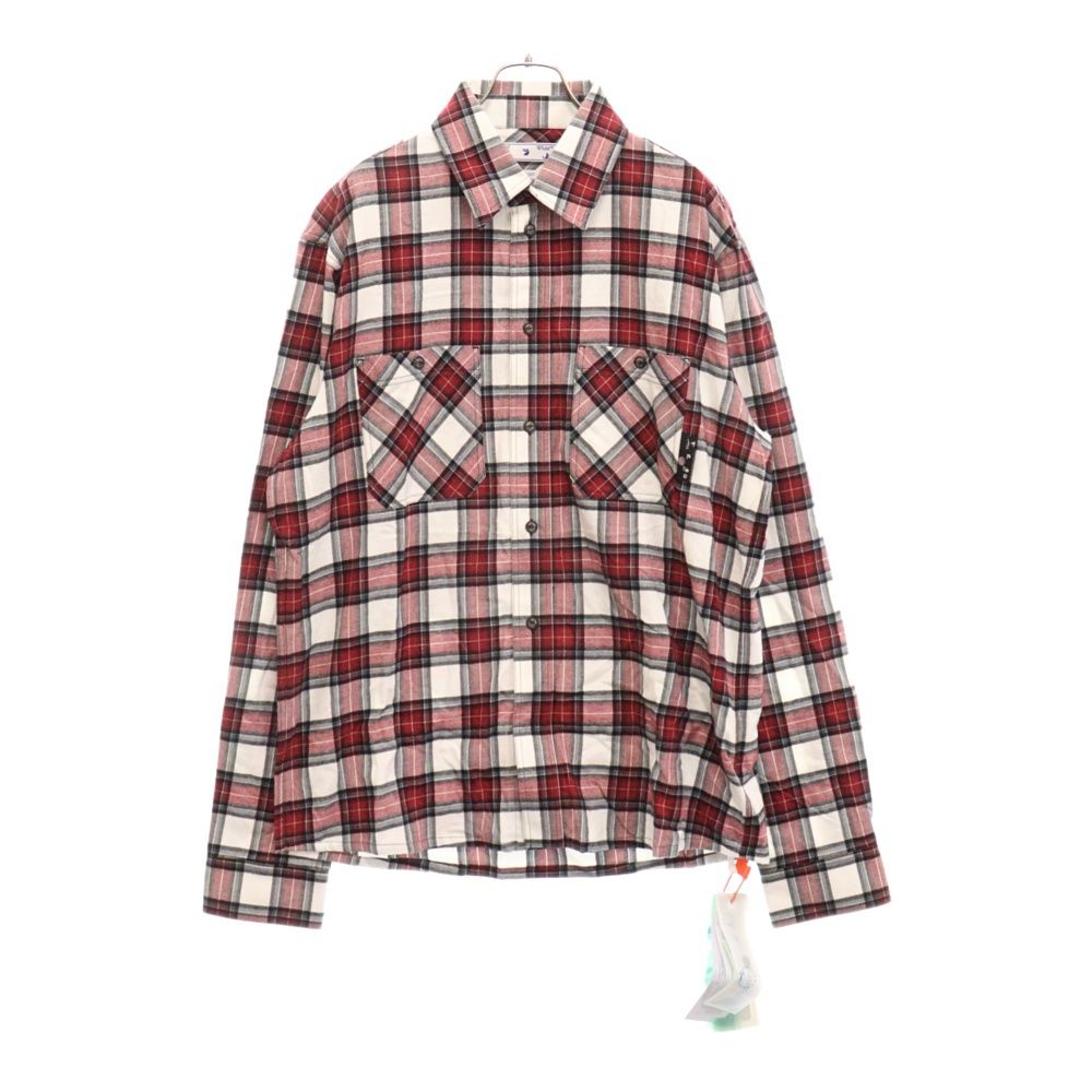 OFF-WHITE オフホワイト 21SS ALLOVER CHECK FLANN SHIRT オールオーバー チェック総柄 バックアロープリント フランネル ロングスリーブ 長袖シャツ レッド/ホワイト OMGA133R21FAB002 OFF-WHITE (オフホワイト) 21SS ALLOVER CHECK FLANN SHIRT オール