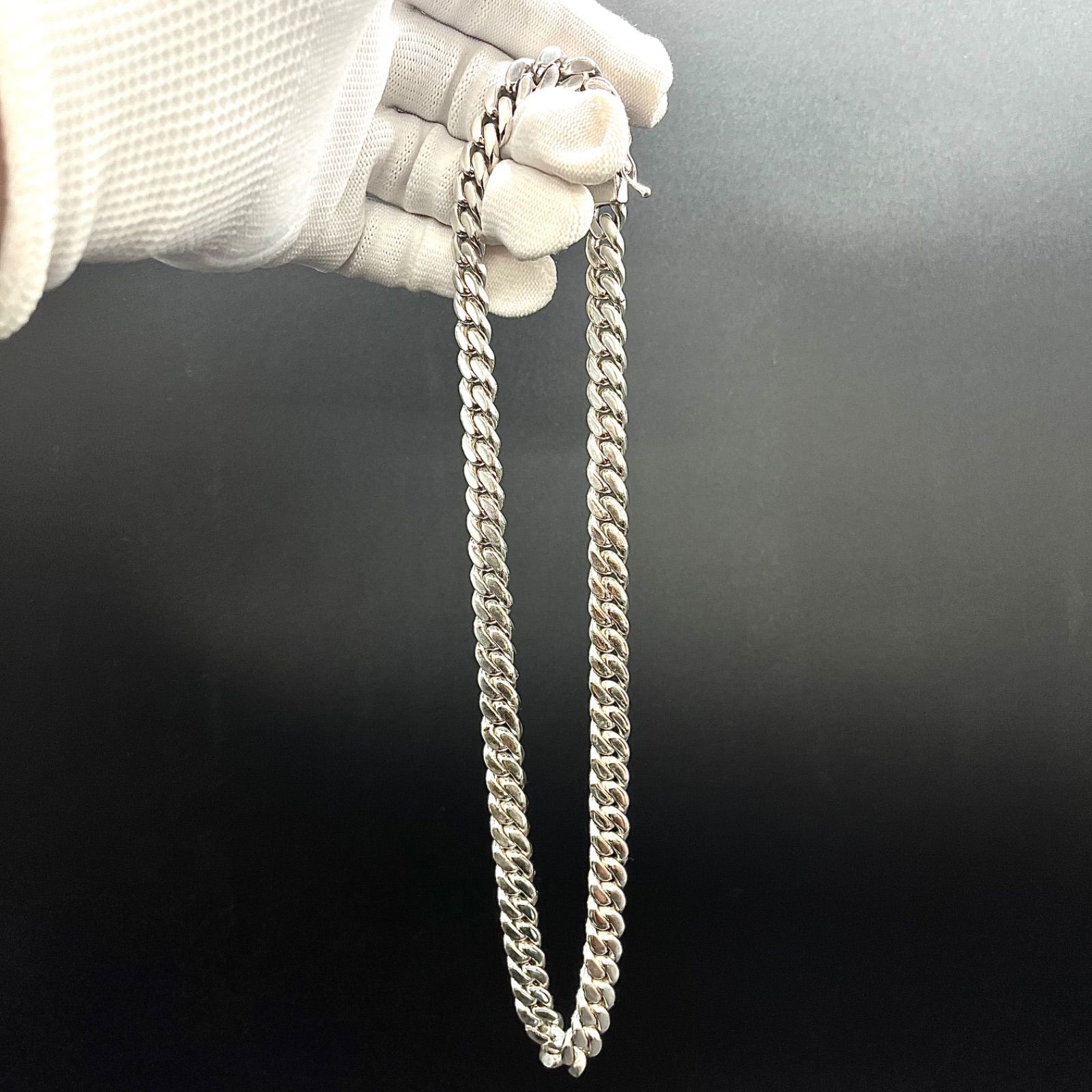 シルバー925 マイアミキューバンチェーン ネックレス 50cm 喜平