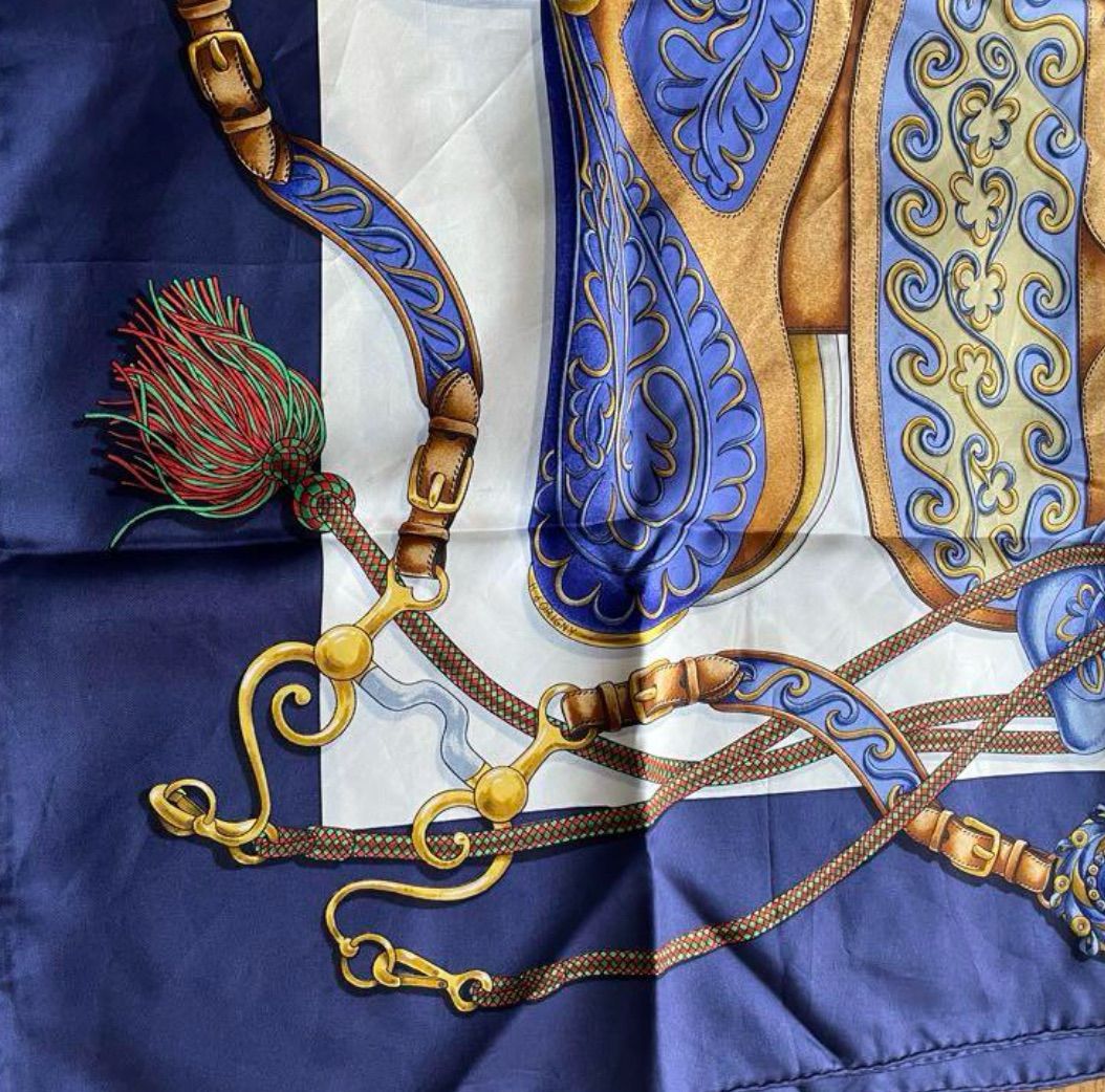 HERMES エルメス カレ90 フェスティバル スカーフ ブルー系 マルチ