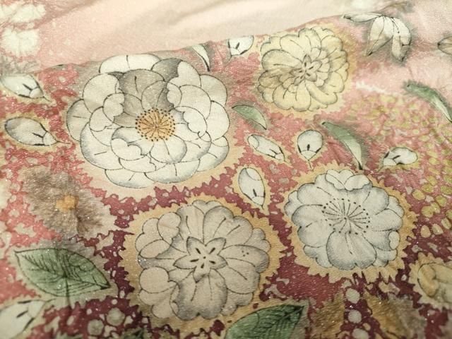 平和屋着物▽訪問着 単衣 刺繍 絞り 貝桶花文 正絹 逸品