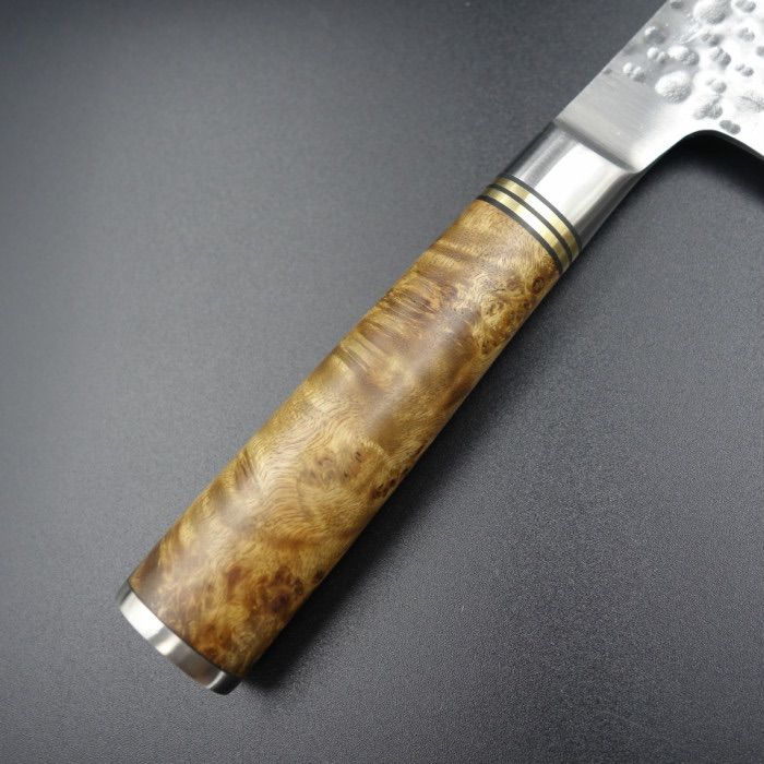 佐治作 牛刀 210mm SG2 粉末ハイス鋼 槌目 花梨瘤柄 未使用品 佐治作