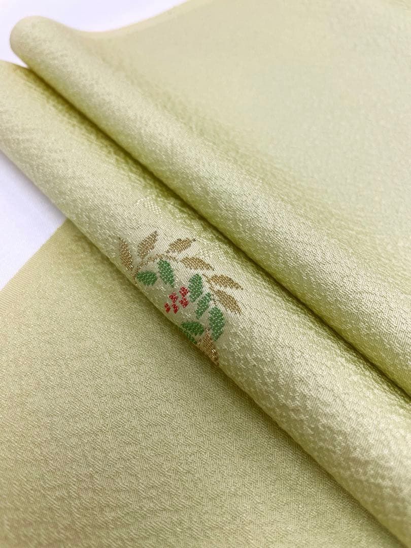 小紋 縫取り 南天 紋意匠 女郎花色 正絹 反物 - メルカリ