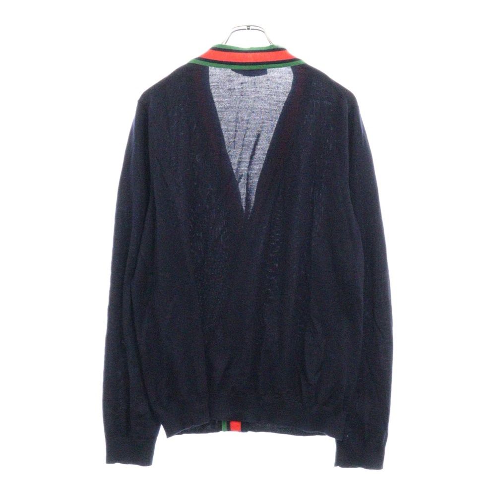 GUCCI (グッチ) シェリーライン Vネック薄手カーディガン ネイビー
