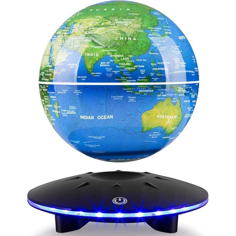 【新着商品】Vnemofey フローティンググローブ、LEDライトベース、磁気浮上グローブランプボール世界地図ディスプレイガジェット、ホームルームとオフィスデスクの装飾、クリエイティブな