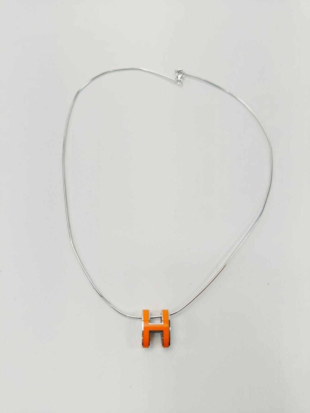 HERMES ポップアッシュ Hネックレス チョーカー オレンジ 9753 ポップH ネックレス ペンダント ポップアッシュ ミニ オレンジ