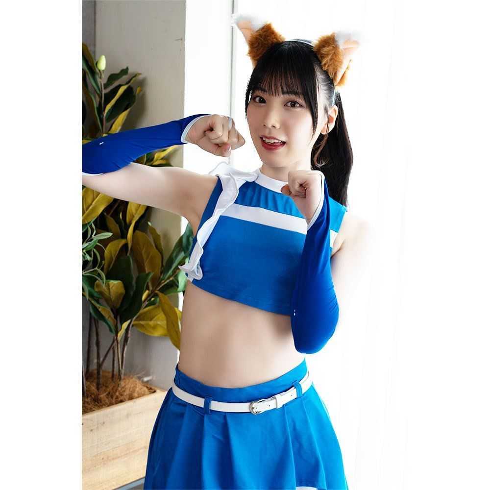 チアガールコスプレ衣装Mサイズセット チアガール コスプレ 青 Mサイズの通販 by つかりさ's shop｜ラクマ