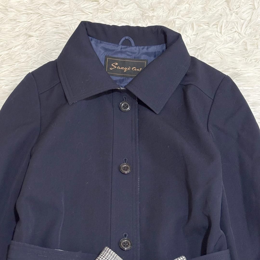 SANYO COAT ロング丈 ウールトレンチコート ネイビー 9