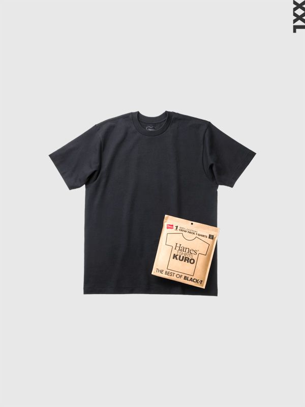 Hanes KURO XXL ヘインズ クロ Tシャツ メンズ レディース 半袖 黒 黒T 大きいサイズ 綿100% 無地 スポーツ カジュアル HANES KURO パックT 先染め HM1-B201