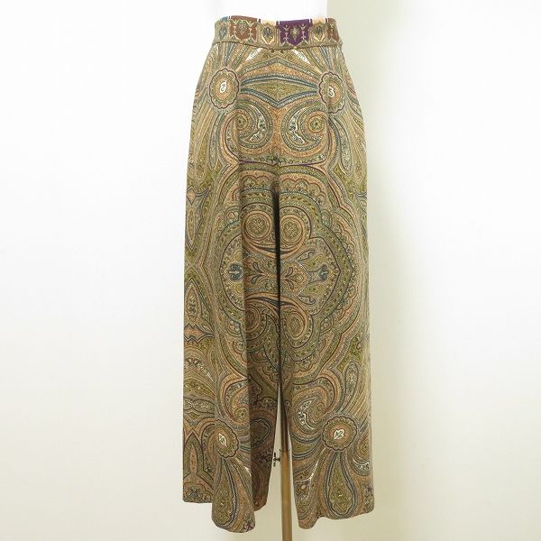 anc ケンゾー KENZO パンツ スラックス 2 ベージュ 茶 ペイズリー柄 総柄 ワイド レディース 969977