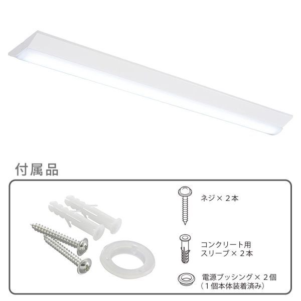 LEDベースライト 逆富士型 40形 100-242V電圧対応 昼光色 6900 lm 電気工事必要 LT-BS4600V20N-D