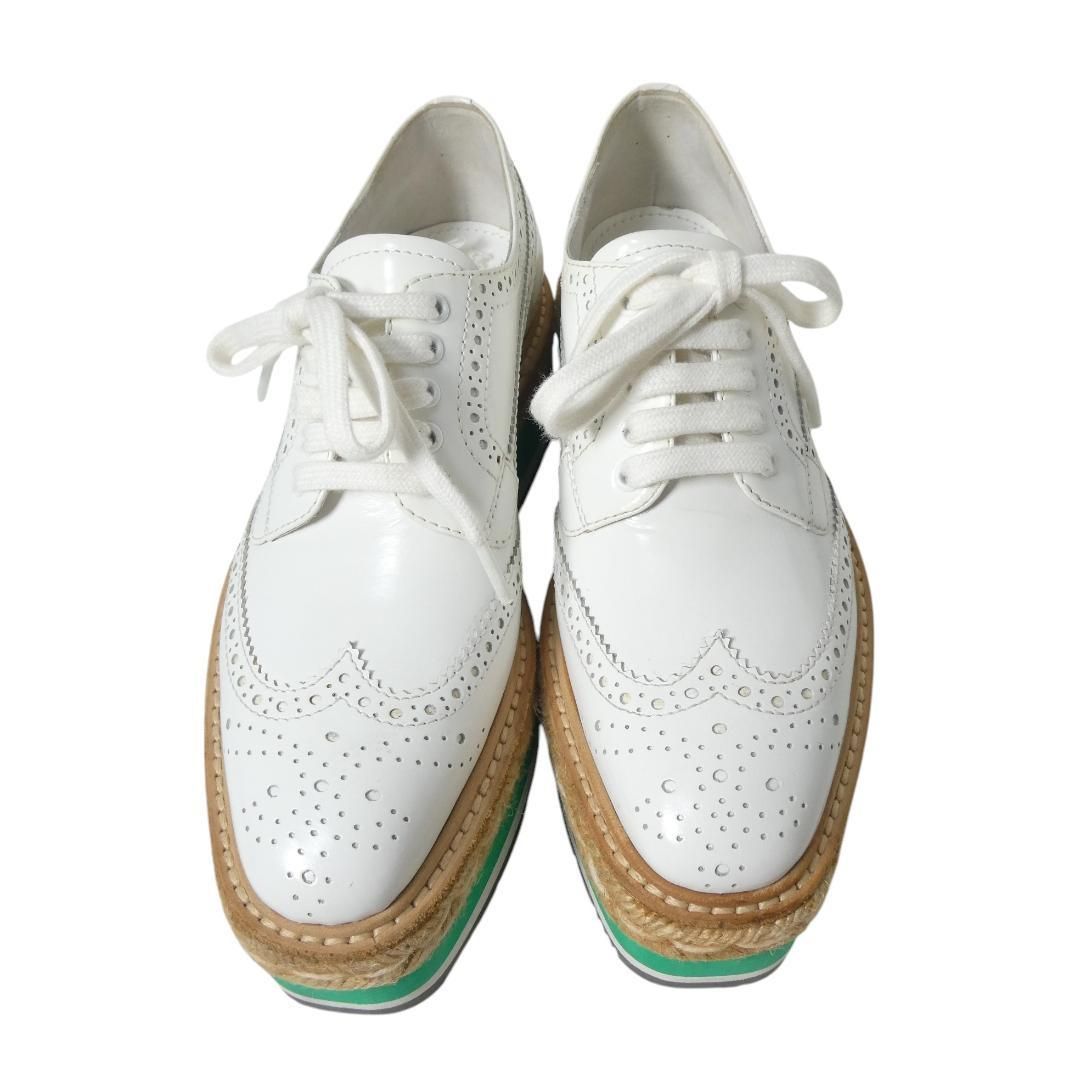 新品同様 PRADA プラダ サイズ34.5 約21.5㎝ レザー ウイングチップ