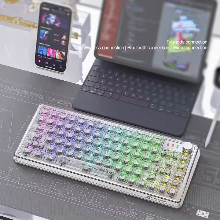 Attack Shark K75 RGB ワイヤレス メカニカルキーボード スリーモード BT接続 透明キーボード アタックシャーク