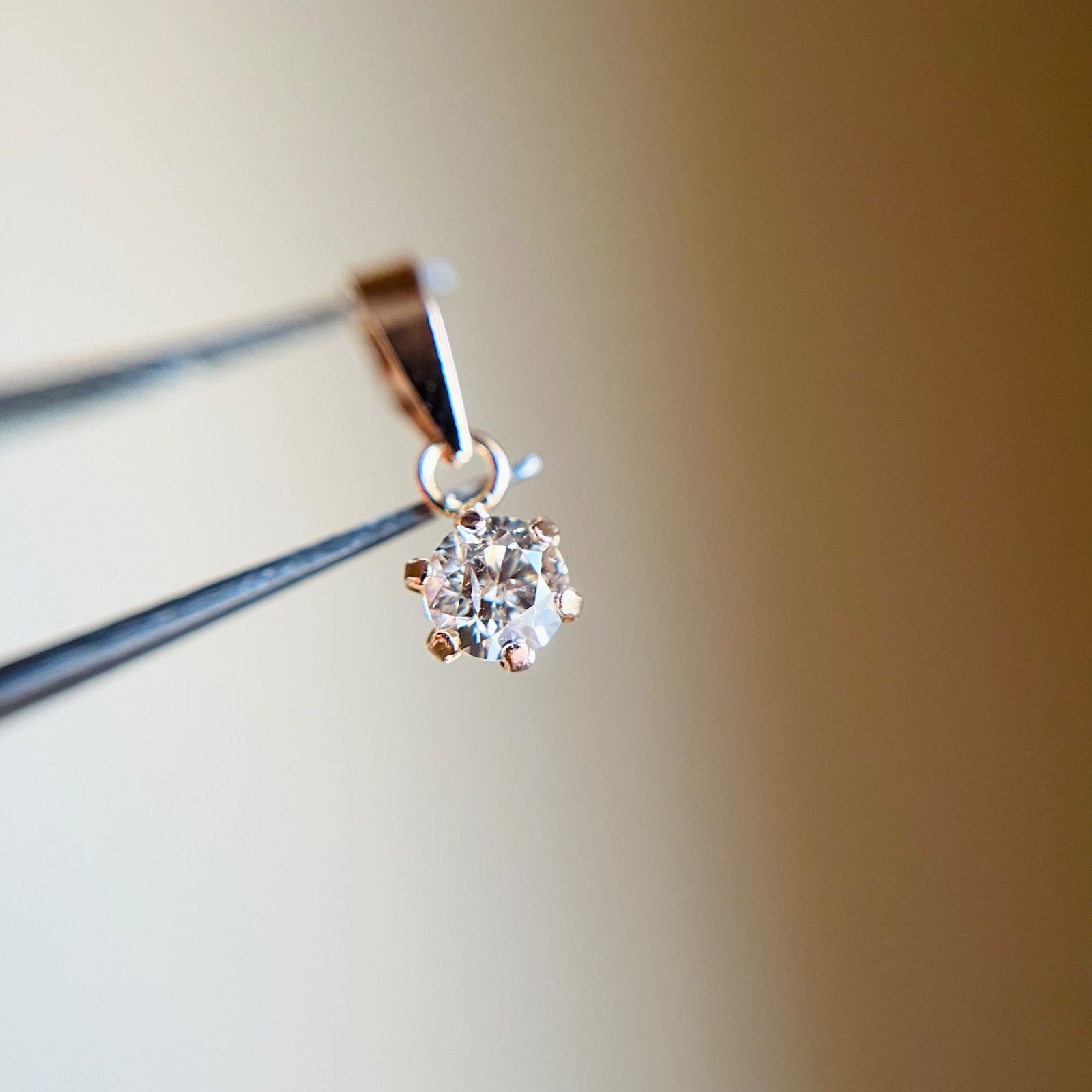 K18PG 希少☆天然ピンクダイヤモンド 0.15ct ペンダントトップ
