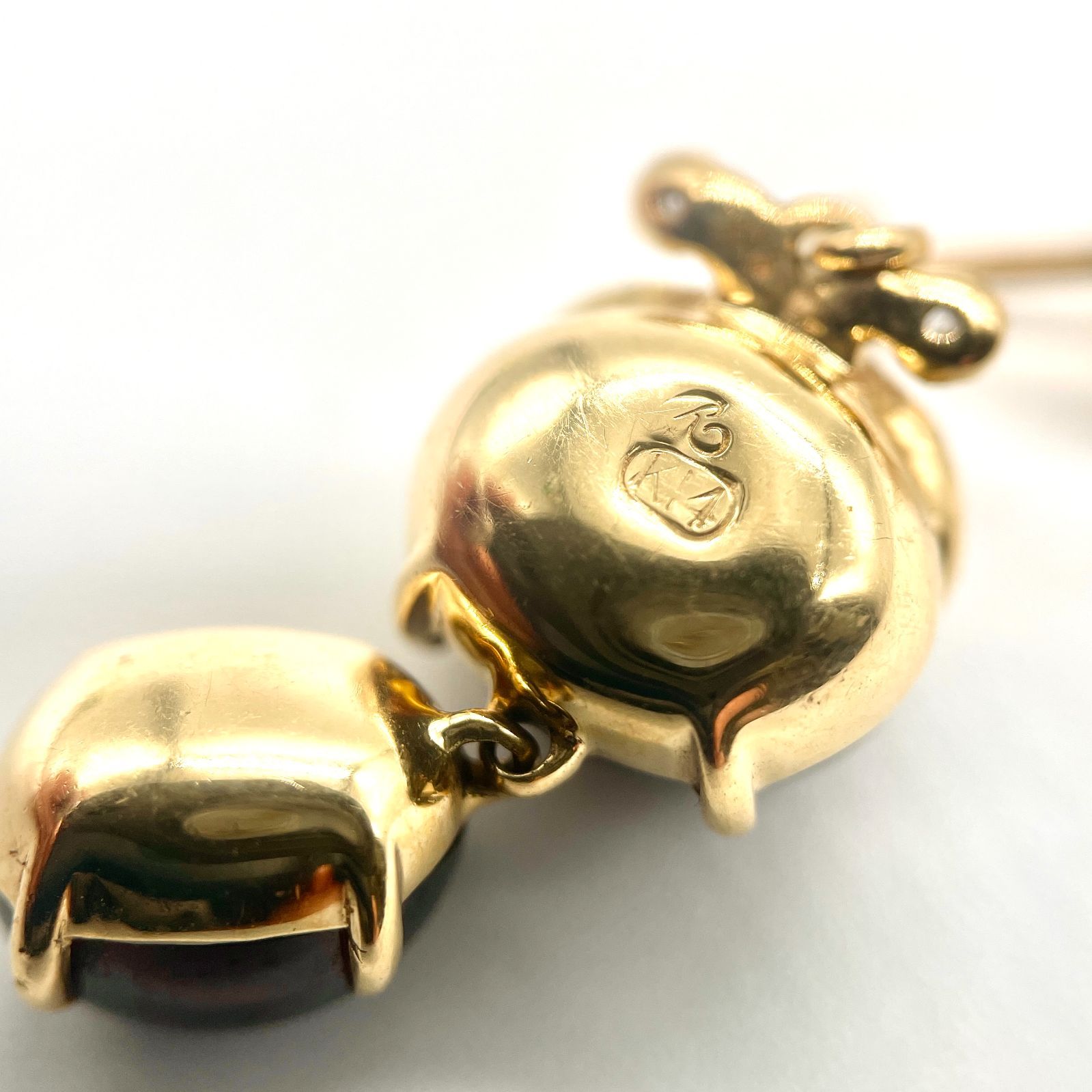 碌山 ROKUZAN ロクザン K14 ダイヤモンド ガーネット ゴールド ピアス