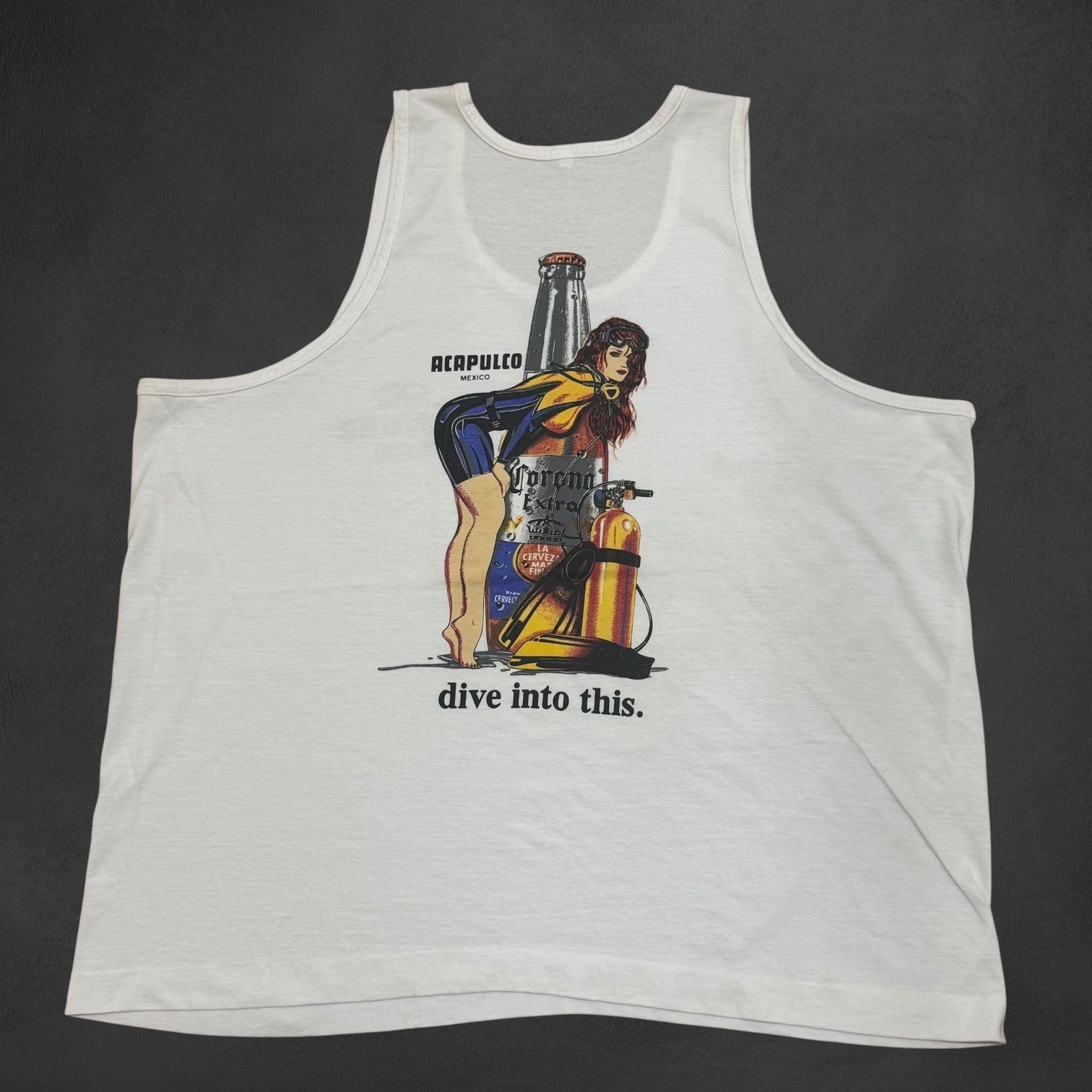 90s CoronaBeer コロナビール タンクトップ ヴィンテージTシャツ アート 女性 エロTシャツ プロモーションTシャツ 企業Tシャツ ビンテージTシャツ シングルステッチ No130