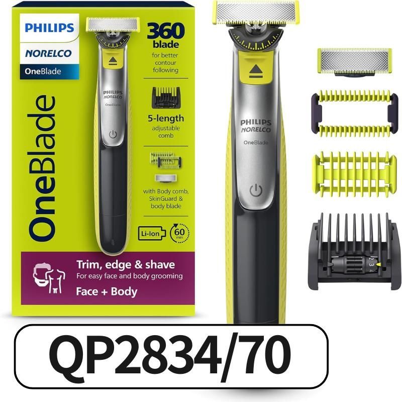 Philips フィリップス Norelco OneBlade 360 フェイス ボディ ハイブリッド 電動 トリマー シェーバー QP2834|70 QP2834 輸入品