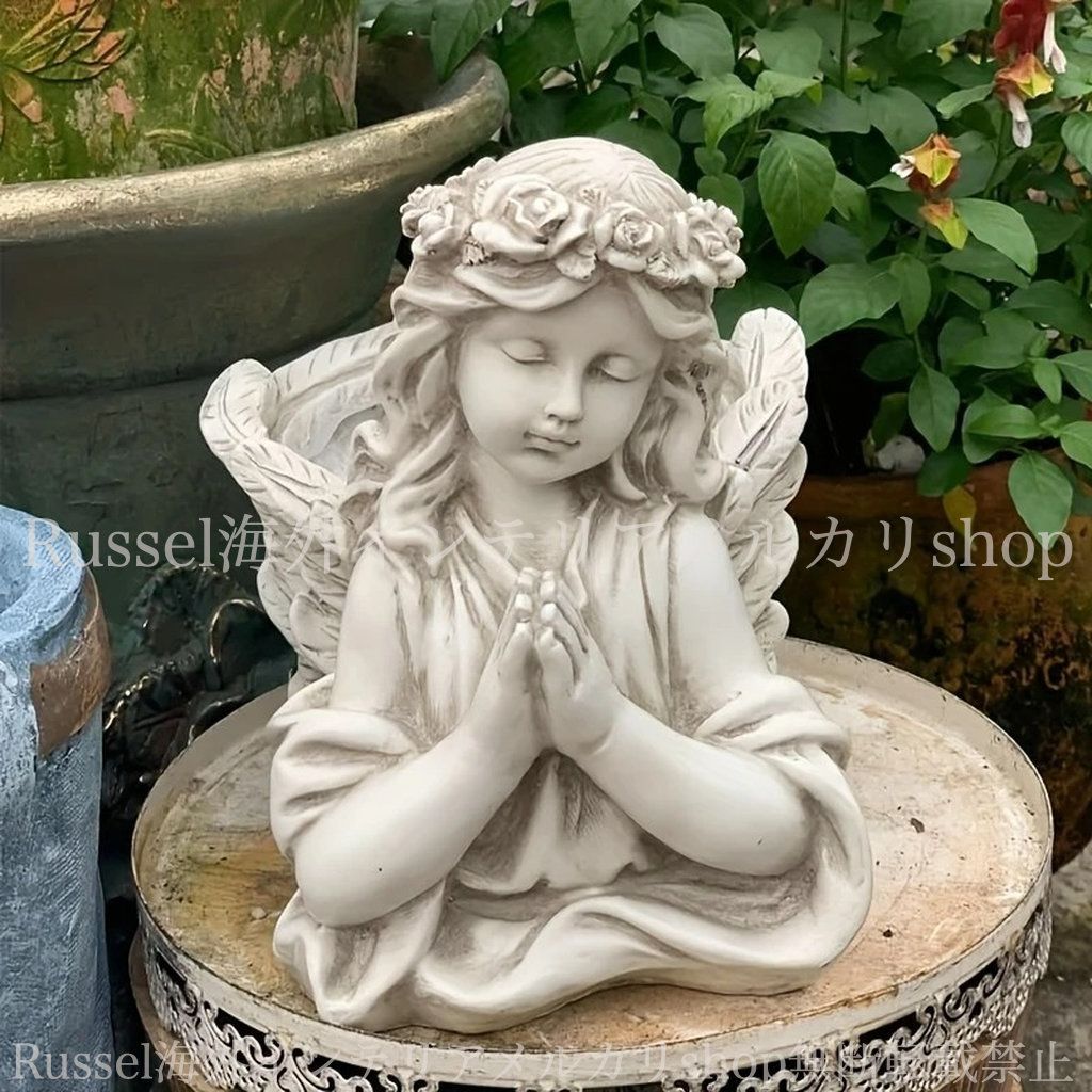 プランター エンジェル 天使 ヴィンテージ調 ホワイト 庭 エレガント