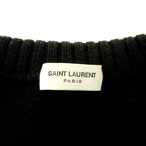 サンローラン パリ SAINT LAURENT PARIS 美品 16ss ダイナソー ニット セーター クルーネック プルオーバー M 黒 ブラック  ■U90