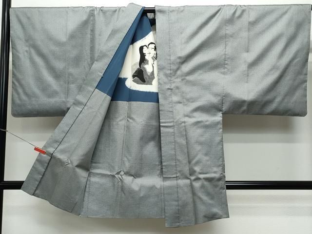 平和屋着物○男性 紬 アンサンブル 吉祥文 キングサイズ 正絹 逸品