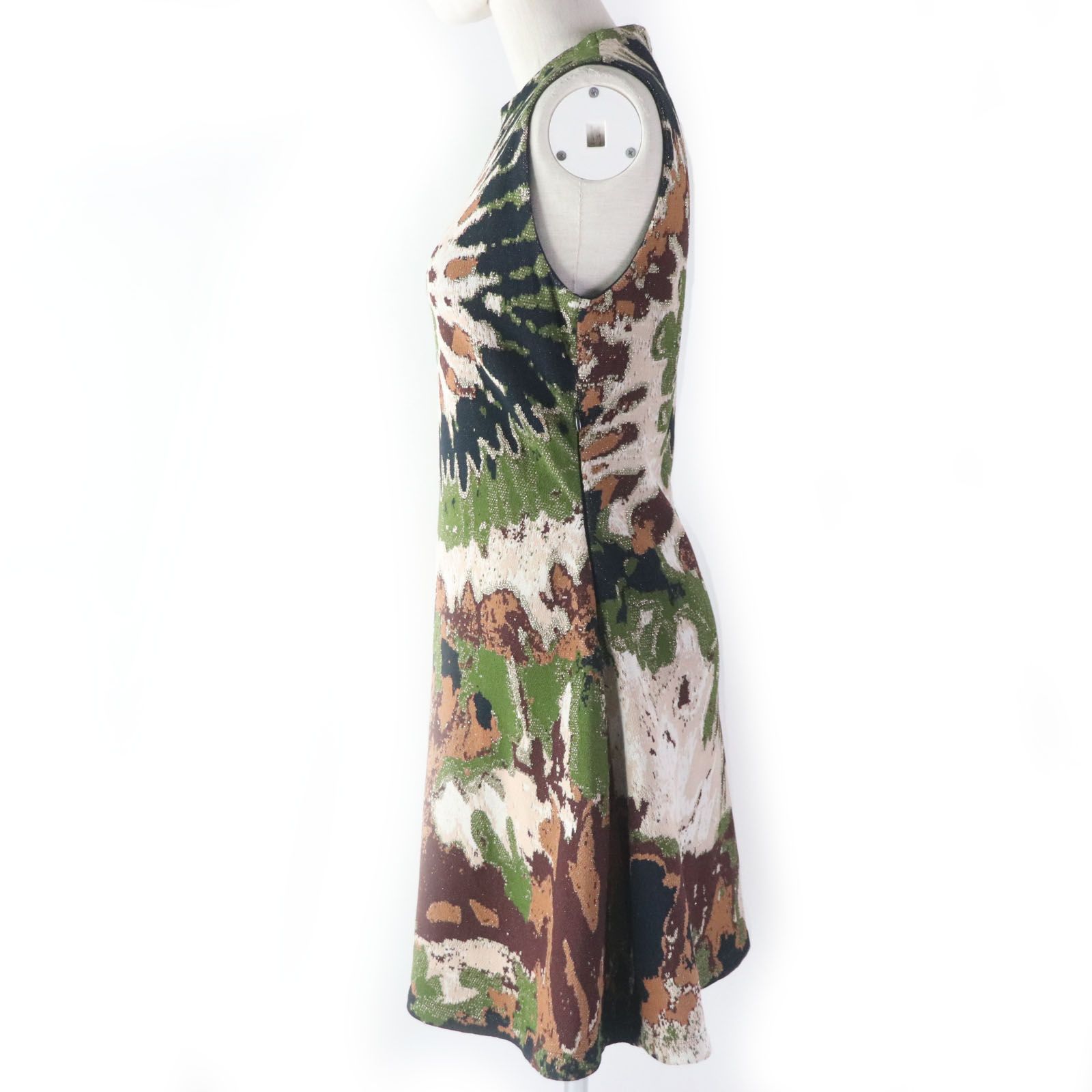 VALENTINO ヴァレンティノ KB0KD06X2KB 総柄デザイン ジャガード織 ノースリーブ Aライン ニット ワンピース マルチカラー M イタリア製 正規品 レディース