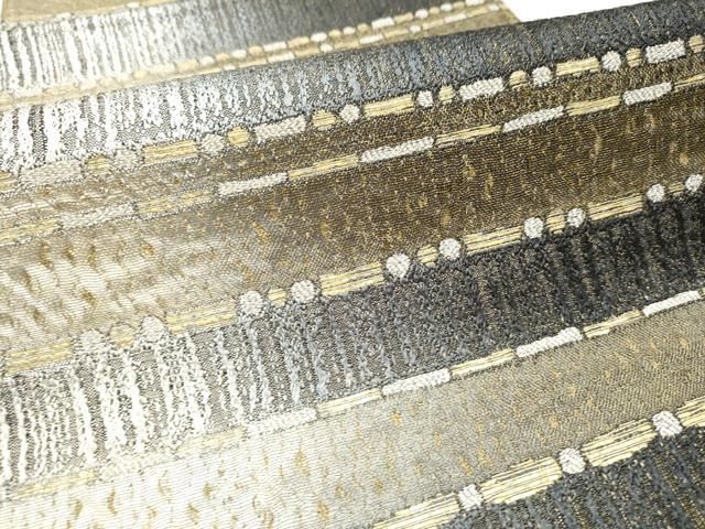 平和屋着物●両面　六通柄袋帯　本泥染　横段文　金銀糸　正絹　逸品　CAAV7115hy 平和屋着物○両面 六通柄袋帯 本泥染 横段文 金