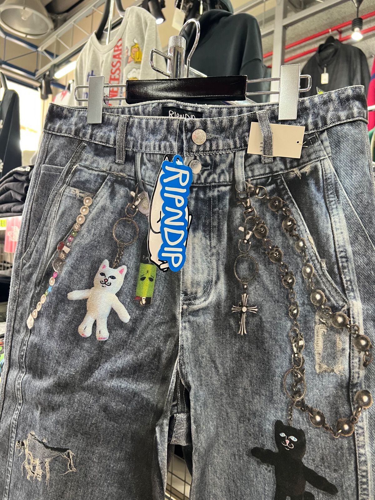 数量 RIPNDIP リップンディップ⚫︎パンツ デニムパンツ デニムプリント リアルストレート レッグ 32 34 36