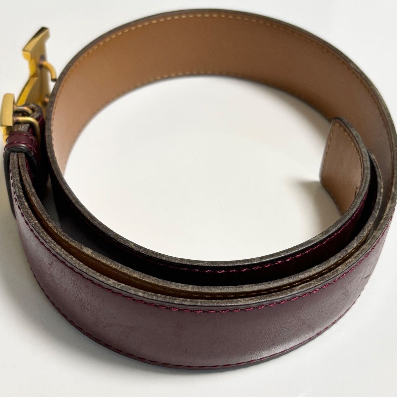 送料無料】Hermes/エルメス/ベルト/レザー/ブラウン/無地