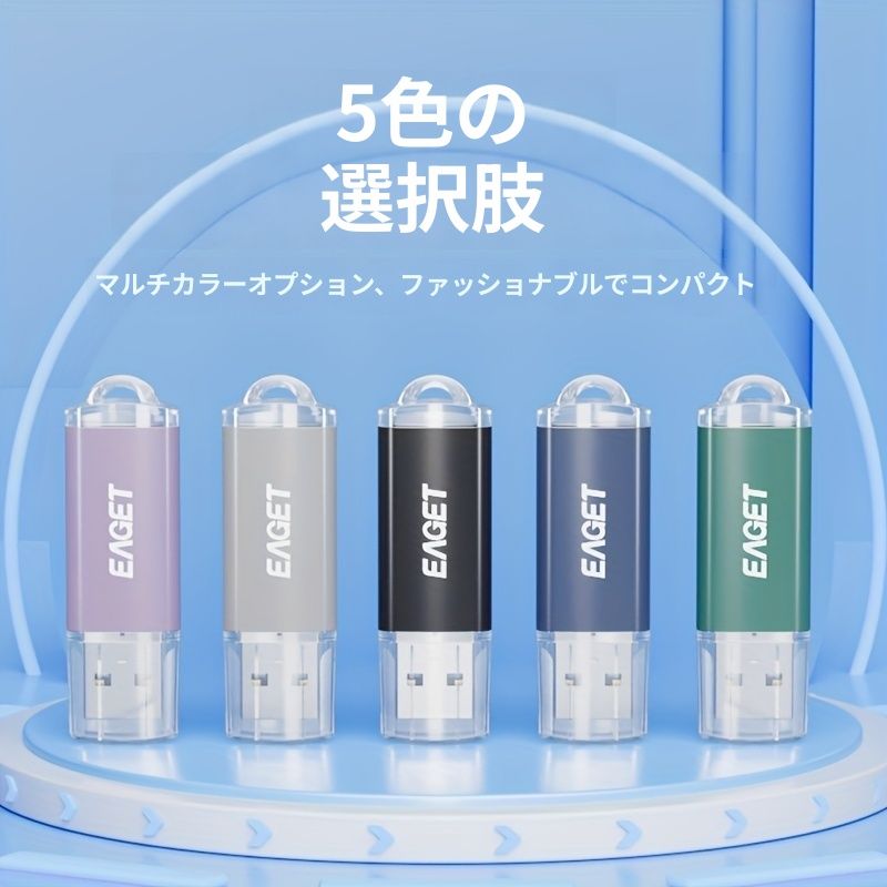 EAGET 10個セット USB 2.0フラッシュドライブ、4GB - 高速、耐久性のあるメモリースティック、5色（紫、グレー、黒、青、緑）+ オプションの白＆ピンク - 傷に強い、使いやすいデータストレージ