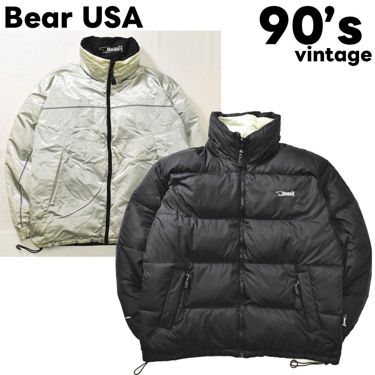 肉厚】 90sヴィンテージ ベアー BEAR USA リバーシブル ダウン 