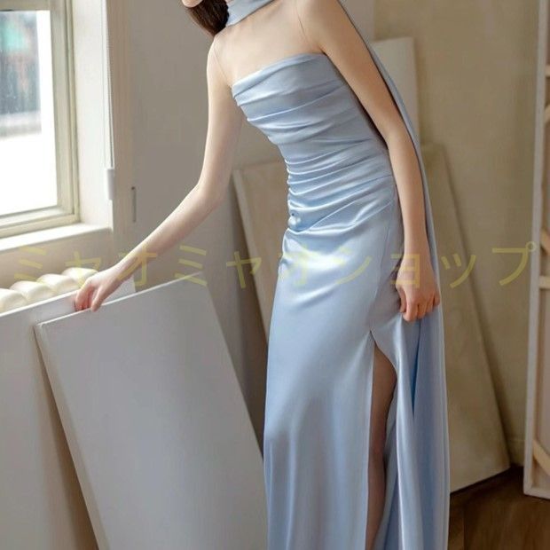 ストラップレス シース サテン ロング プロムドレス フォーマル パーティードレス ドレス ロング丈 無地 上品 エレガント パーティー 結婚式 韓国 1132 MAAHADDERANG_COM