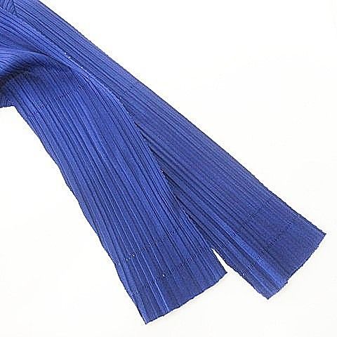 美品✨PLEATS PLEASE プリーツ　七部丈　ブルー　トップス　サイズ3 プリーツプリーズ PLEATS PLEASE 美品 リブ ロングスリーブ