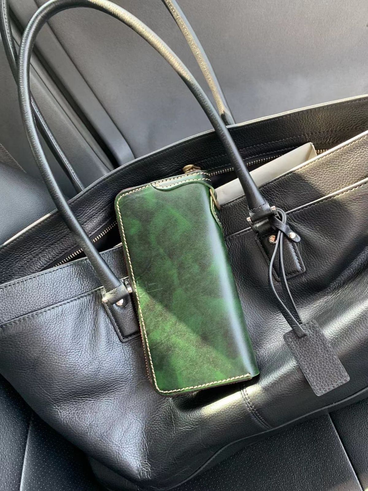 クオリティの高い メンズ 財布 長財布 本革 チェーンリング付き イタリアンレザー 人気 レディース スクイロ ラウンドファスナー イーマ グリーン IMA Green