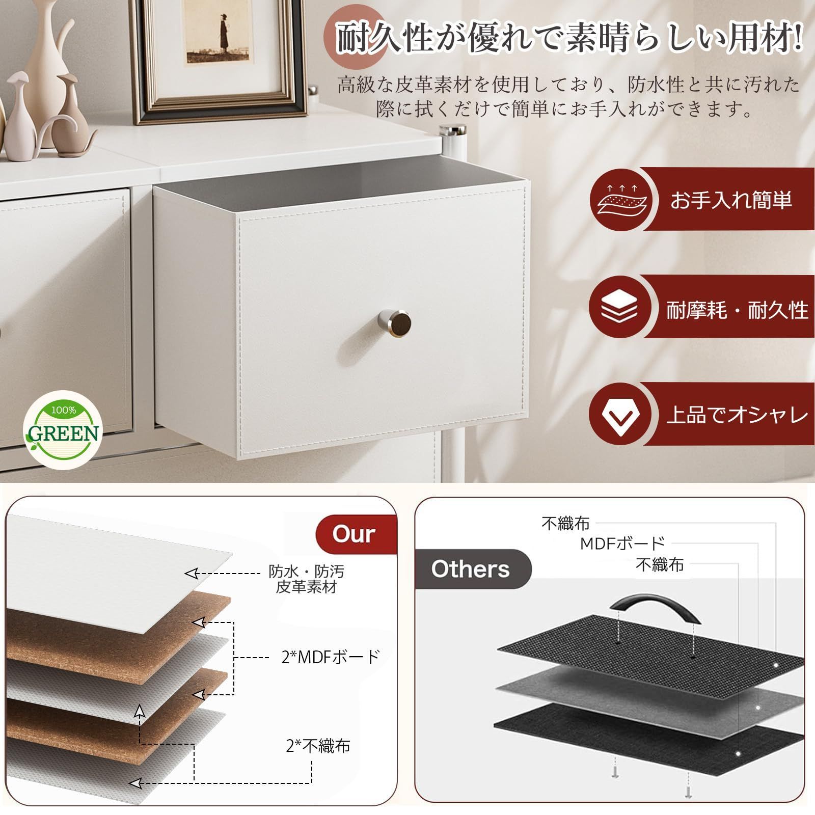 箪笥 引き出し 洋服収納 衣裝ケース オシャレ 布製 たんす 洋服収納 タンス リビング収納 寝室 チェスト 木製天板 転倒防止 収納 一人暮らし北欧風 3段6杯 幅88.5×奥行30×高さ76.3cm IKIFLY ホワイト